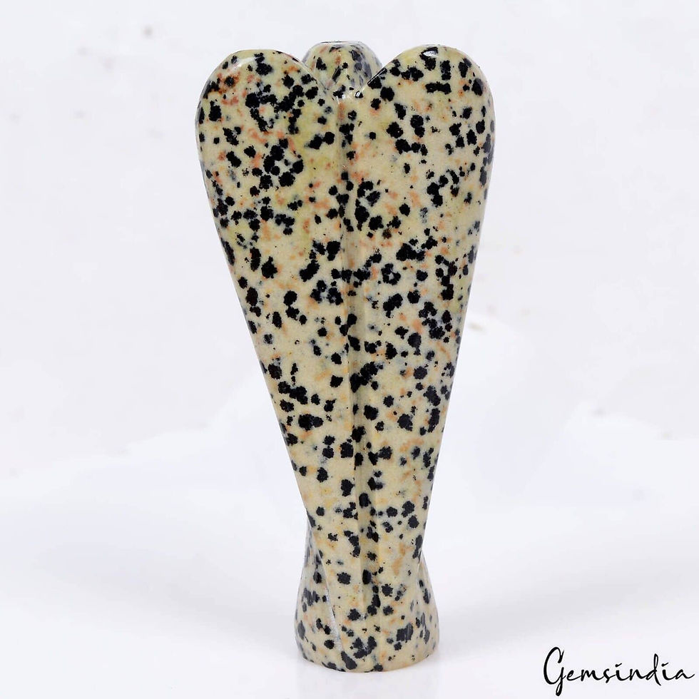 Miniaturbild: 310Ct Natural Bi Color Dalmatian Jasper Single Stone Artwork Carved Angel Statue