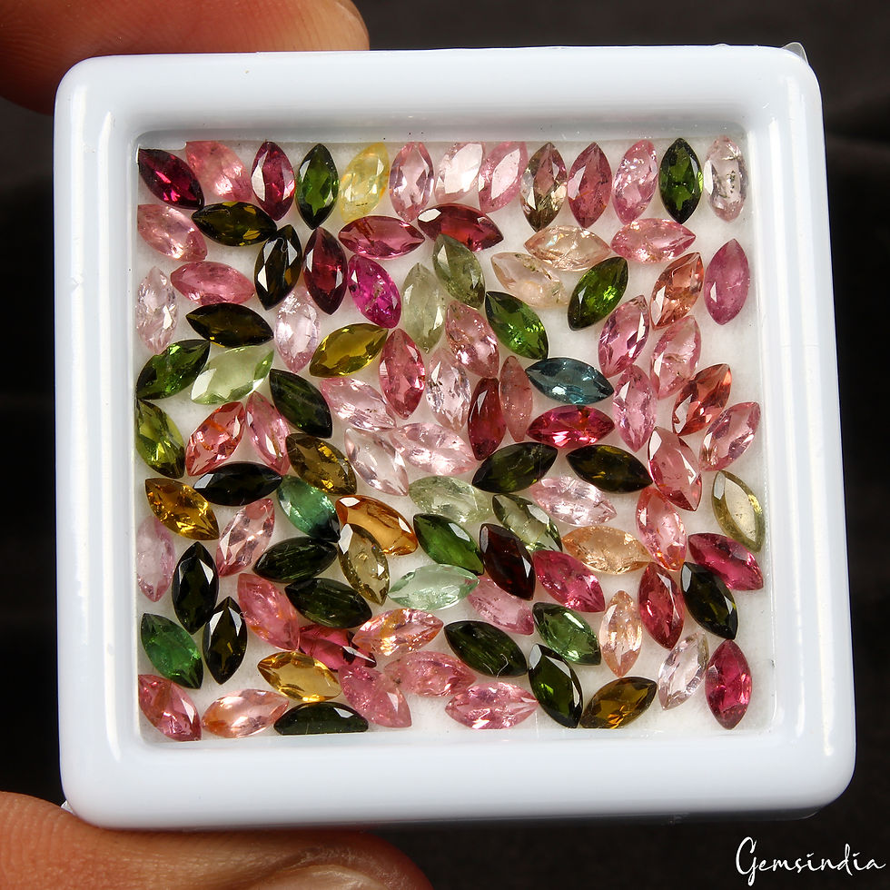 サムネイル： 102 Pcs Natural Tourmaline 5x2.5mm Marquise Cut Multi Color Loose Gemstones Lot