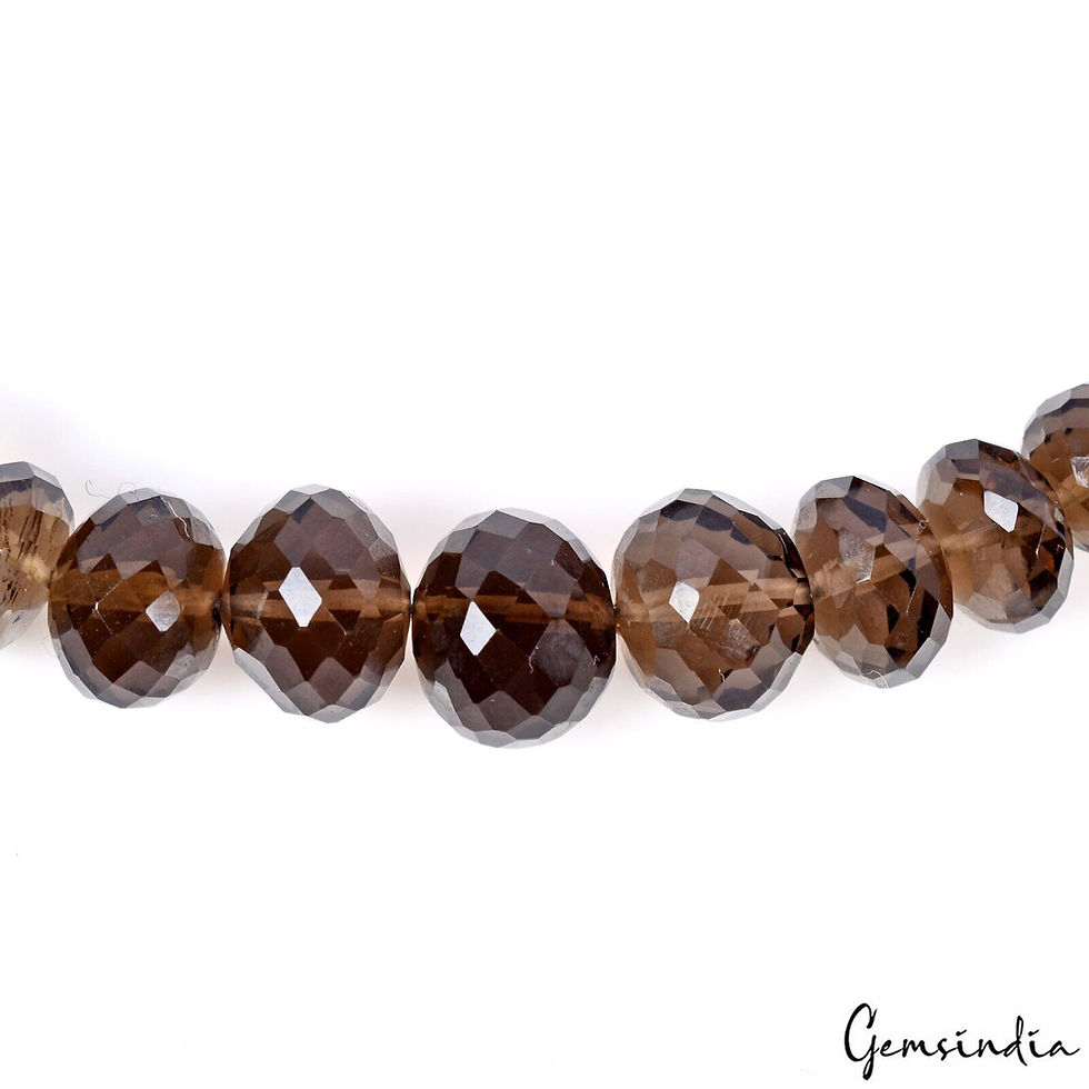 Miniatura: 92.40 Ct Natural Untreated Brown Smoky Quartz Round Beaded Handmade Bracelet-7.5