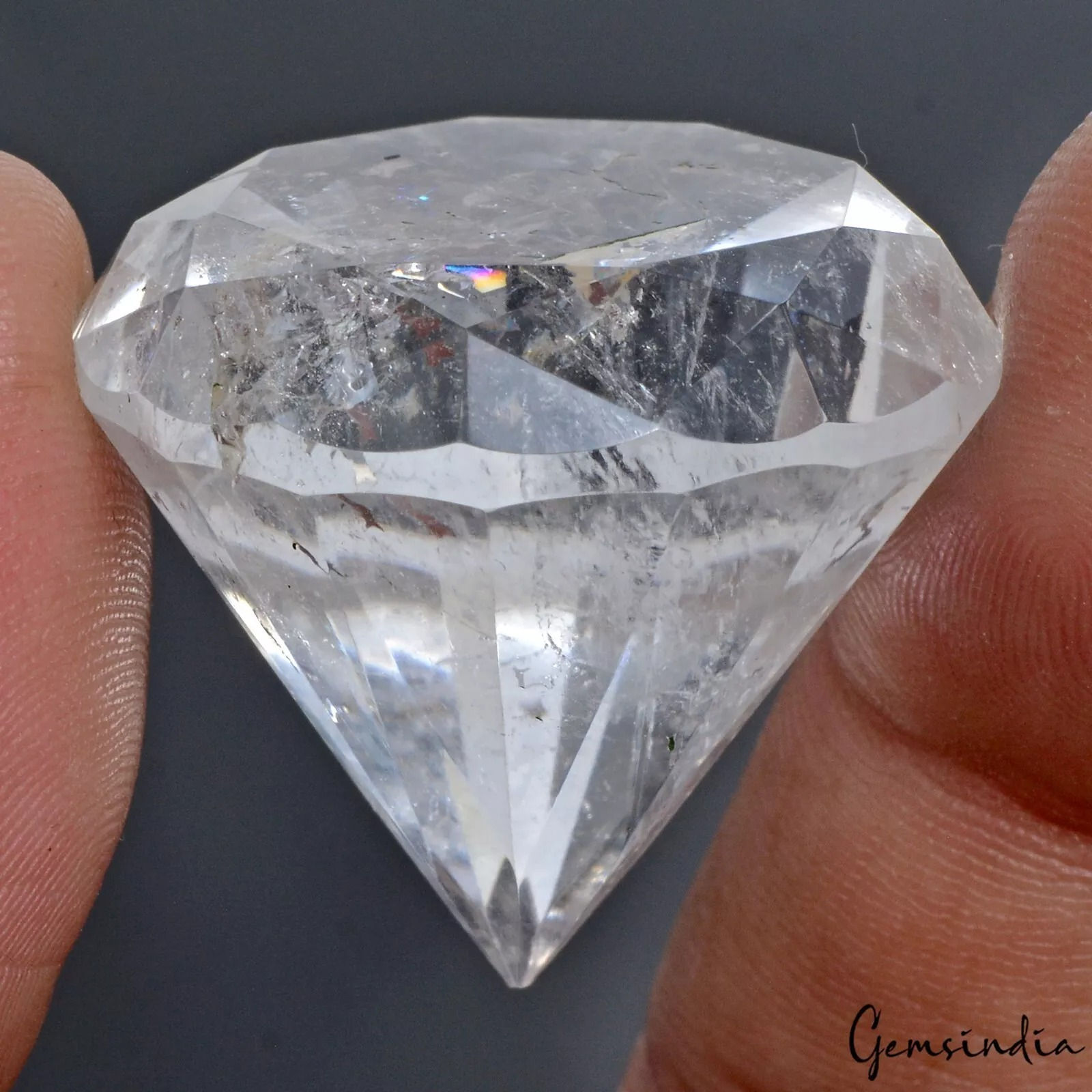 115.50 Ct Natural Untreated White Quartz Crystal Diamond Cut Huge Size Loose Gem