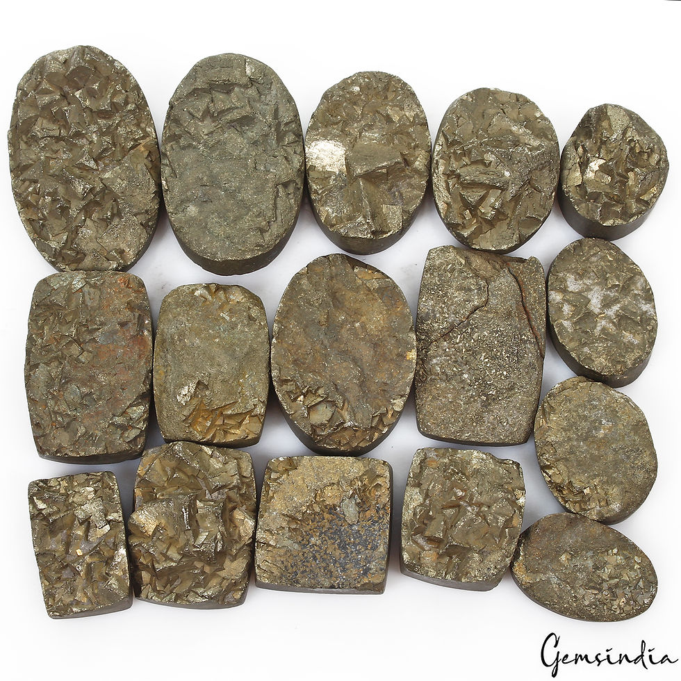 1050 Cts/16 Pcs Natural Untreated Gold Pyrite Mixed Cut Druzy Wholesale Gems Lot