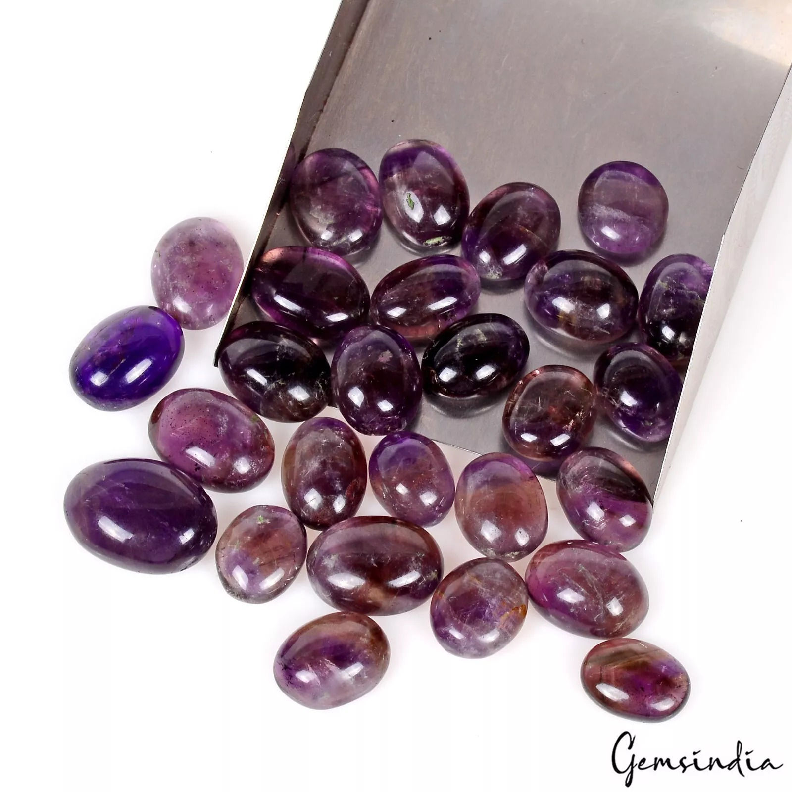 27 Pcs Natural Amethyst/Ametrine Oval Cabochon Loose Untreated Gemstones 81.15Ct