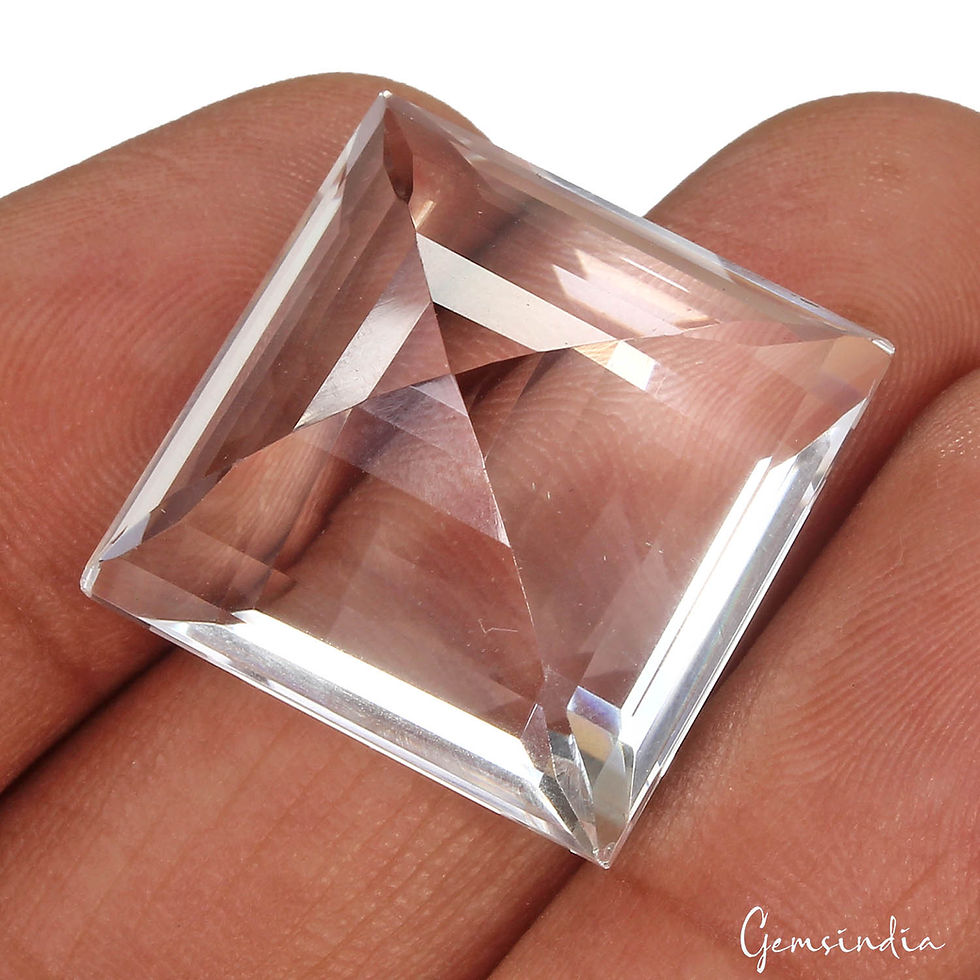 Miniatura: Certified 46.10 Cts Natural Untreated White Quartz Crystal Square Cut Rare Gem