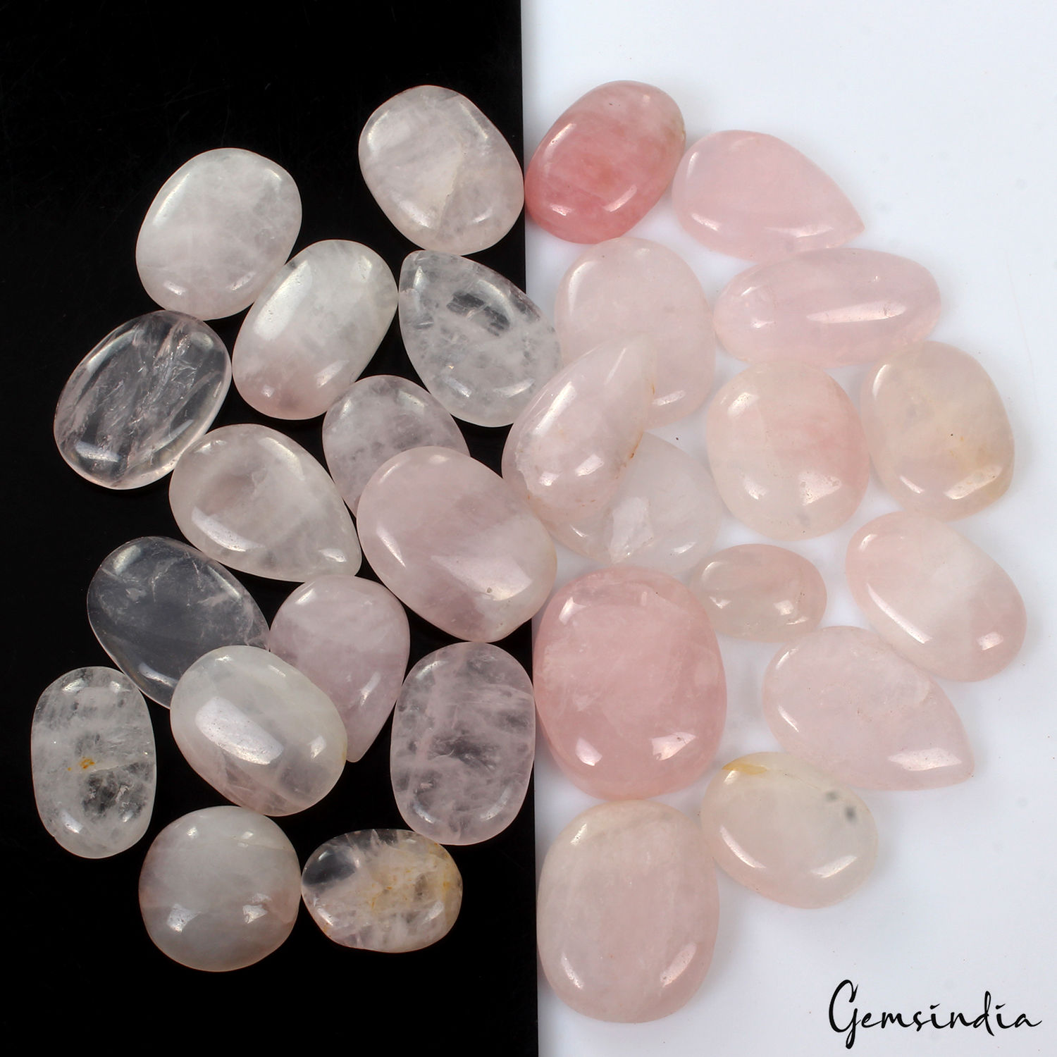29Pcs Natural Rose Quartz 21-37mm Cabochon Loose Untreated Gemstones 1600 Ct