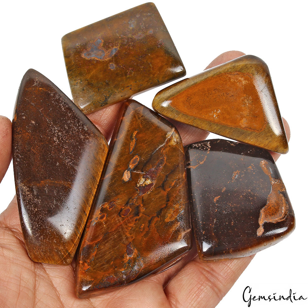 1180 Ct/5 Pc Natural Untreated Brown Tiger Eye Mix Fancy Cab 41mm-76mm Gemstones