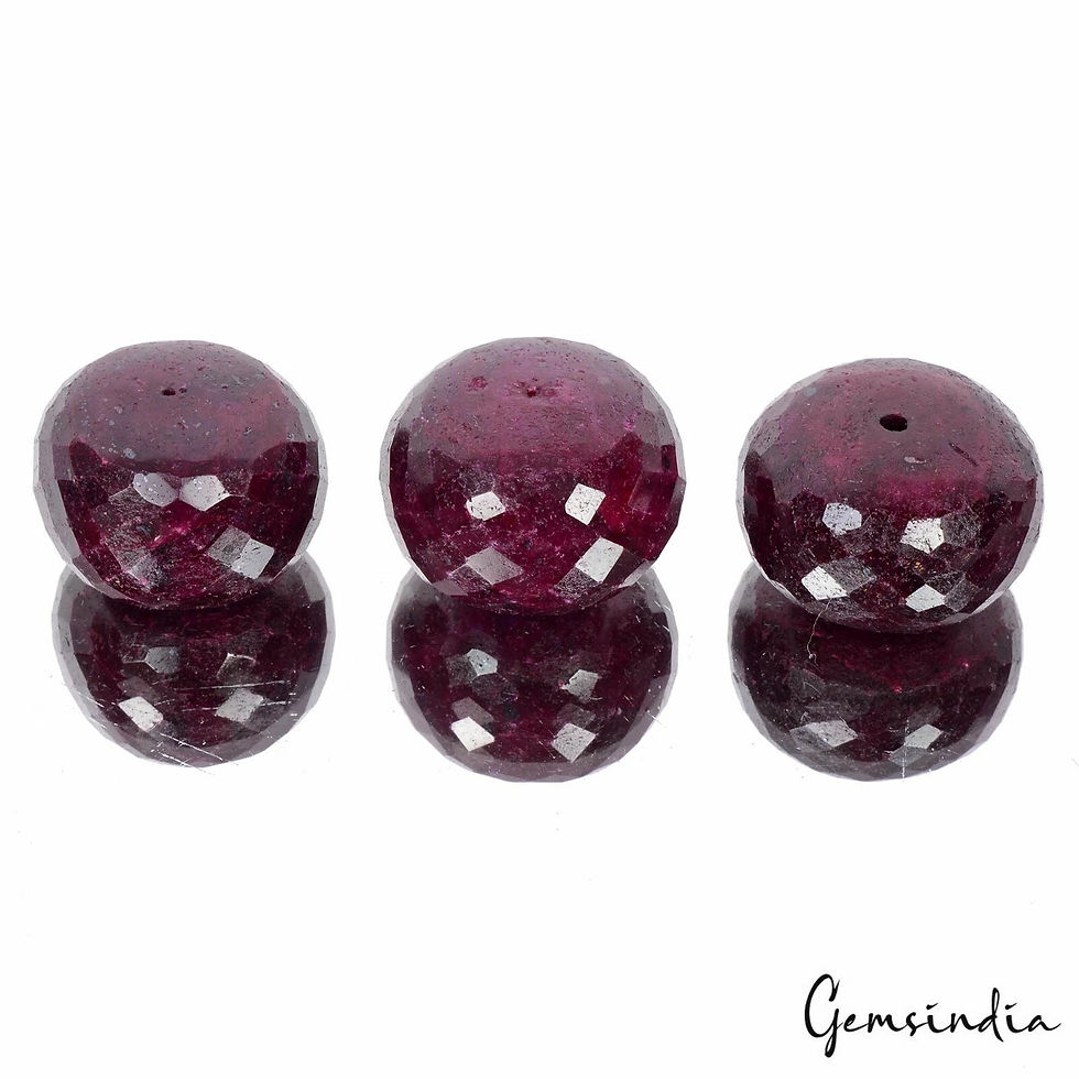 Thumbnail: 1160Cts/3 Pcs Natural African Red Ruby Round Faceted Drill Bead Loose Gems Lot