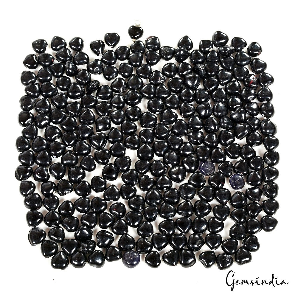 350 Ct/224 Pcs Natural Untreated Black Onyx Heart Cab Drill Bead Gem For Jewelry