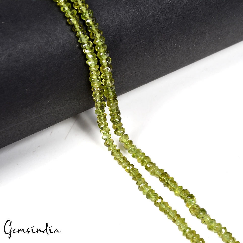 Thumbnail: 85.30 Cts/2 Strand Natural Untreated Green Peridot Round 3mm Bead Gem Beads 13"