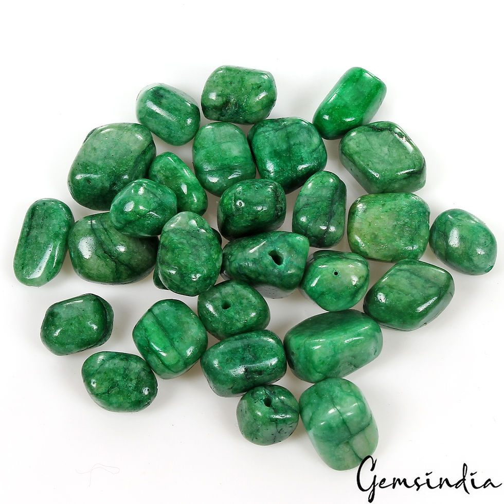 Thumbnail: 440 Ct/28 Pcs Natural Brazilian Green Emerald Nuggets Shape Drilled Bead Gems