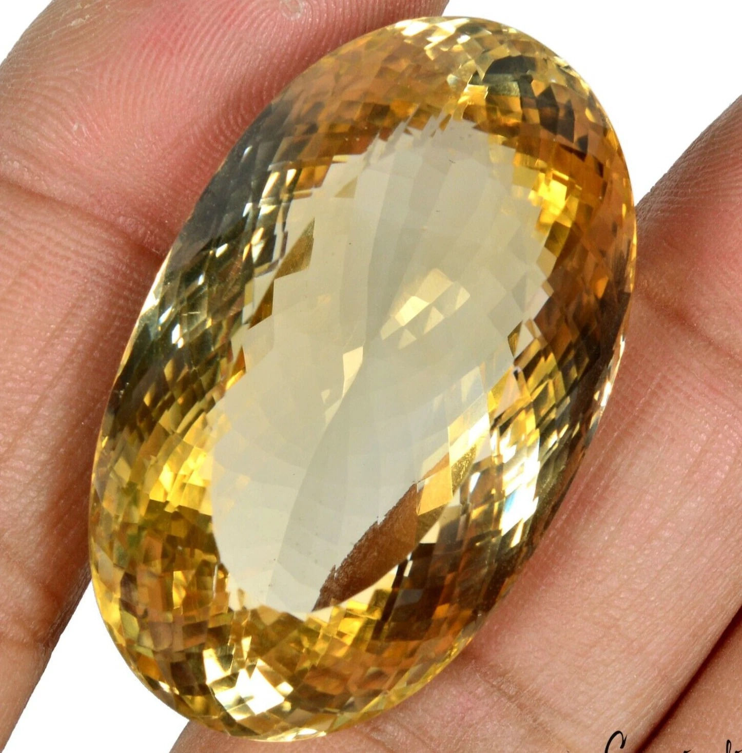 Certified 112 Cts Natural Untreated Brazilian Yellow Citrine Quartz Oval Cut Gem