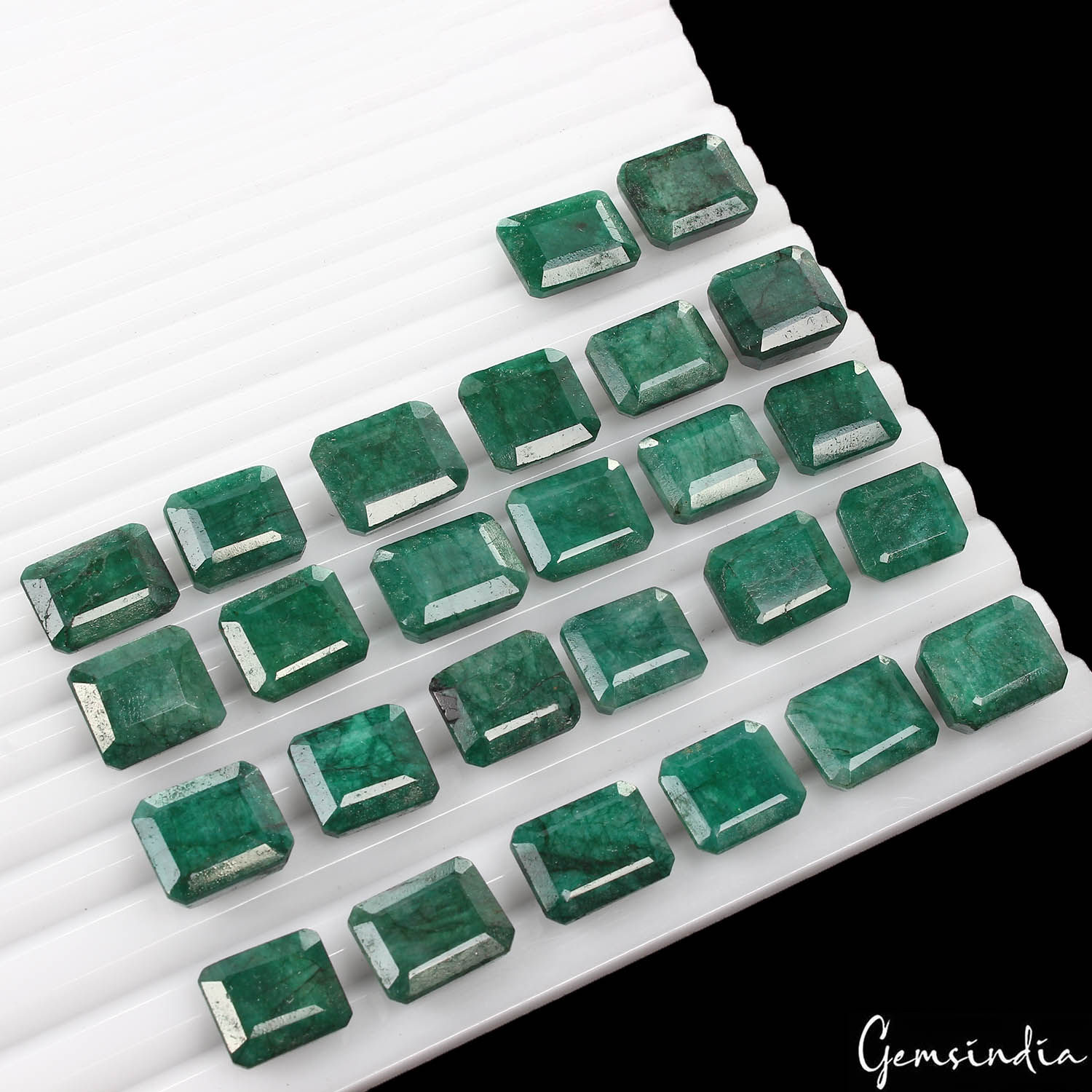 285.10 Ct/26 Pcs Natural Brazilian Dark Green Emerald Octagon Cut Loose Gems Lot