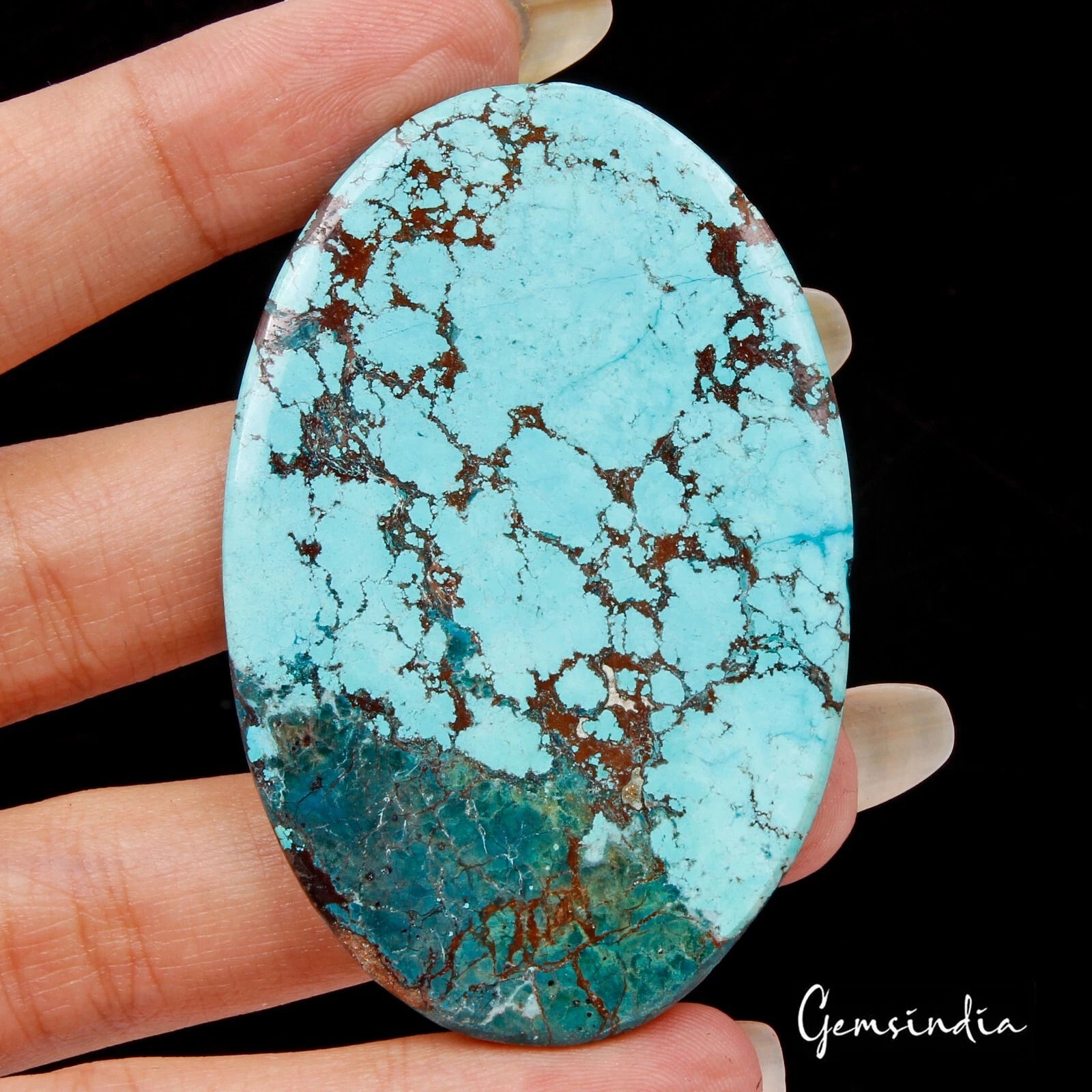 112.40 Cts Natural Spiderweb Blue Arizona USA Turquoise Oval Cab Gem For Pendant