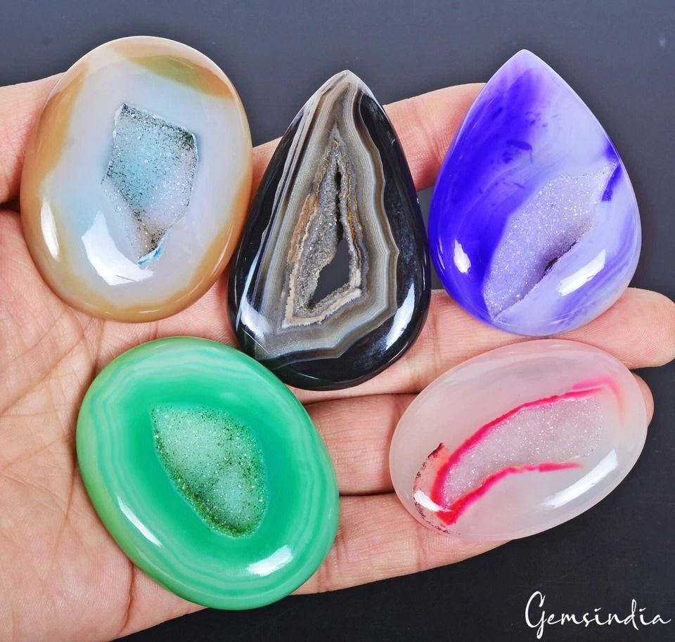 840 Ct Natural Bi-color Druzy Onyx Agate Mix Shape Loose Untreated Gemstones Lot