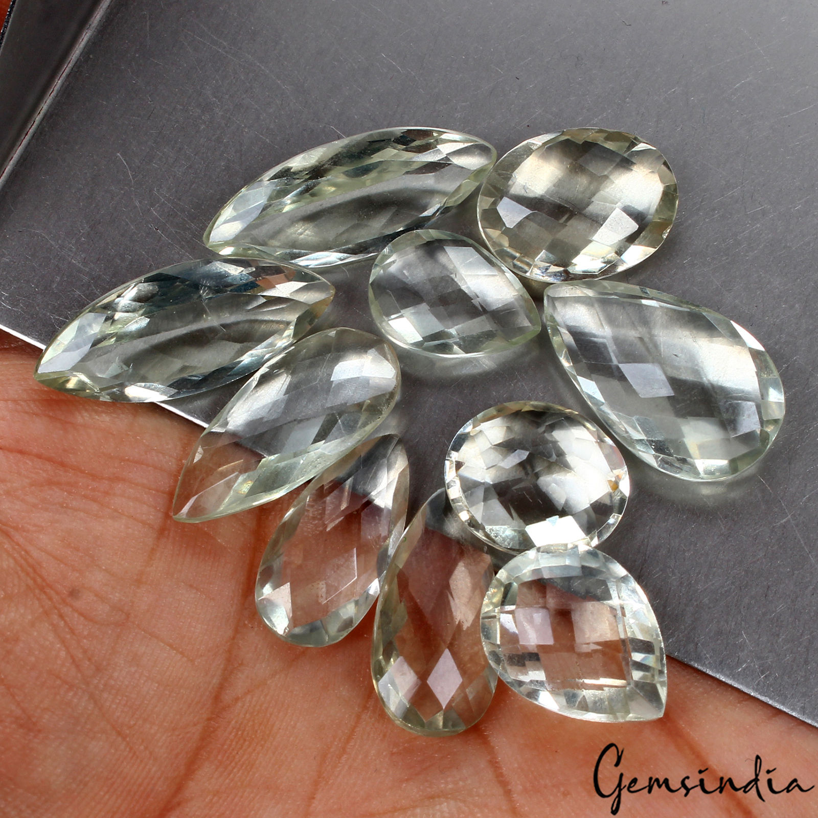 77.30 Ct Natural Green Amethyst Assorted Shape/Cut Loose Unheated Gemstone~ 10Pc