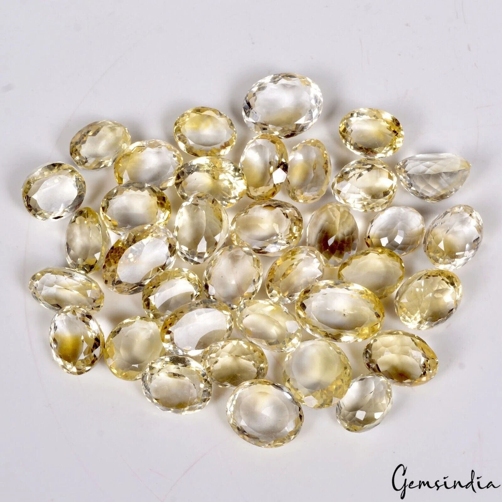 300 Ct Natural Untreated Yellow Citrine Oval Cut Loose Sparking Gemstones Lot