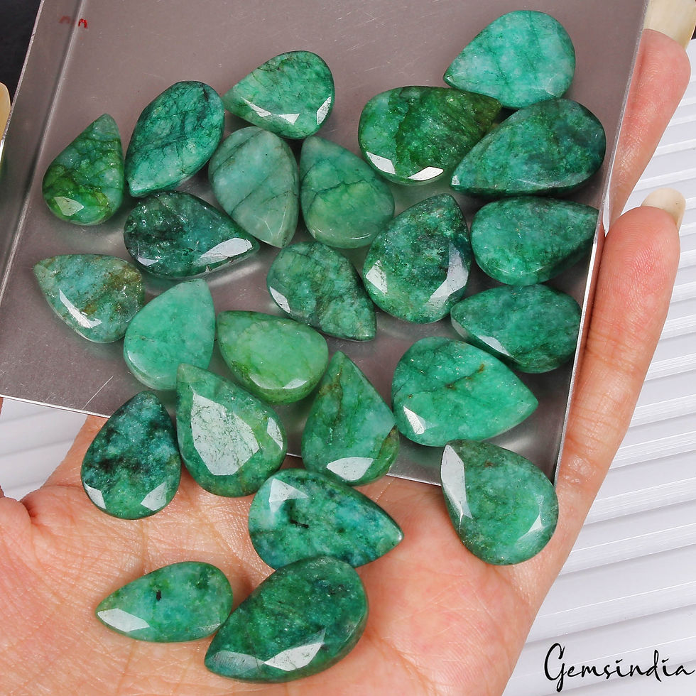 Miniaturbild: 370 Cts/24 Pcs Natural Brazilian Green Emerald Pear Cut Loose Gems For Jewelry