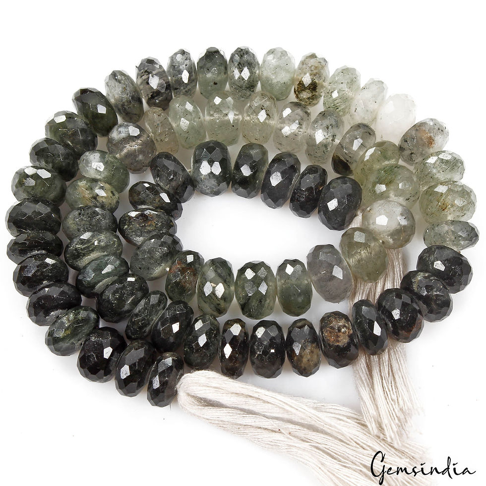Thumbnail: 310 Ct/69Pc Natural Untreated Bi Color Rutile Quartz Round Drill Bead Strand 16"