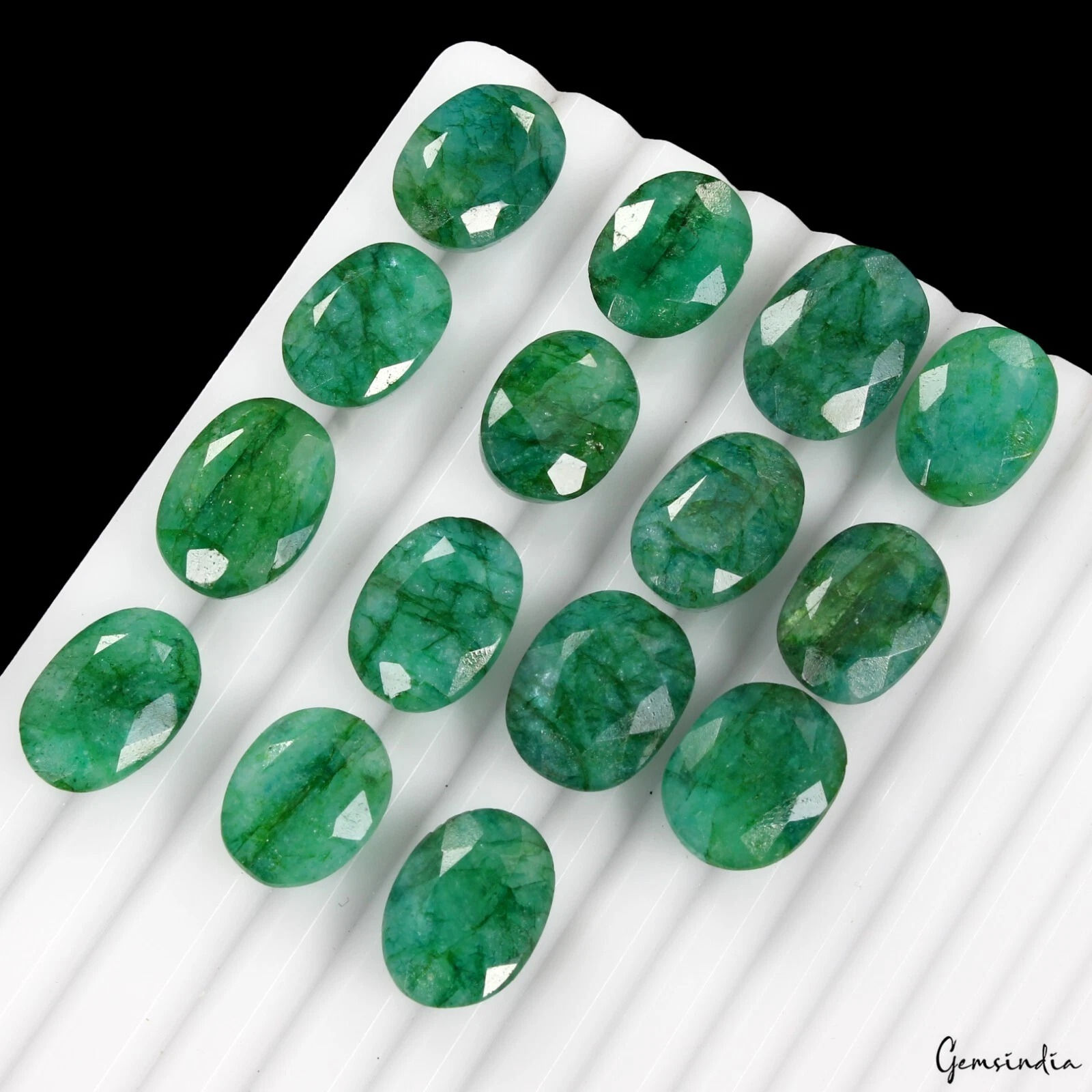 196.50 Ct Natural Blue Green Brazilian Emerald Oval Cut Faceted Loose Gems Lot