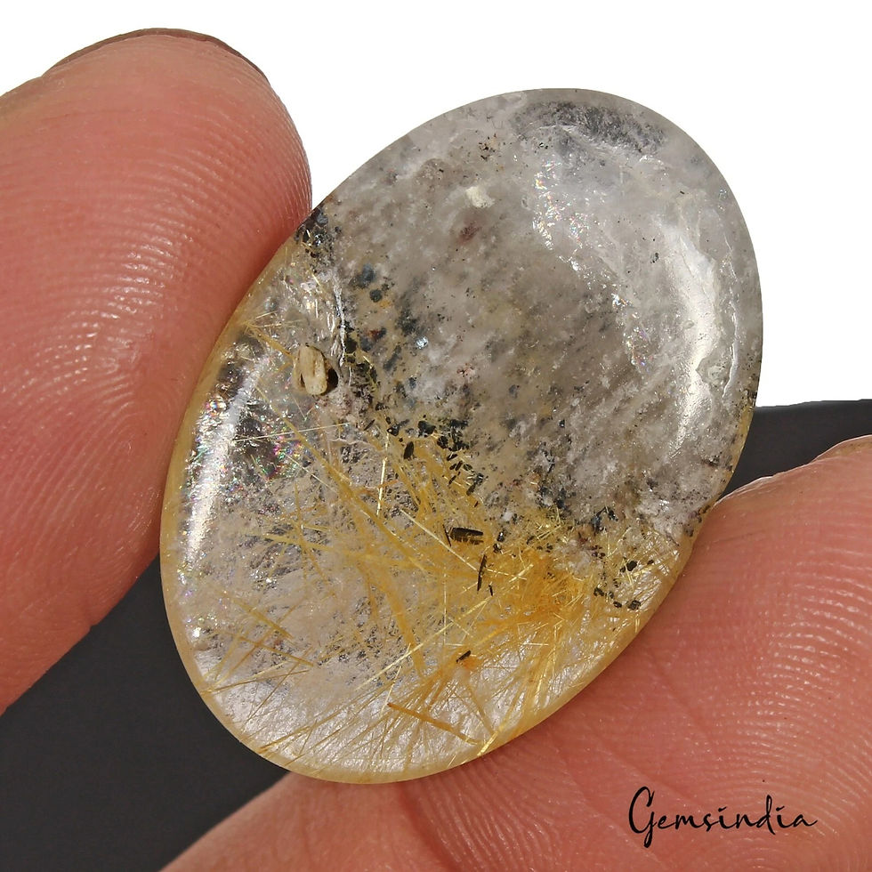 Thumbnail: 26.50 Ct Natural Untreated Golden Wire Rutile Oval Cab Rare Huge Gem For Pendant