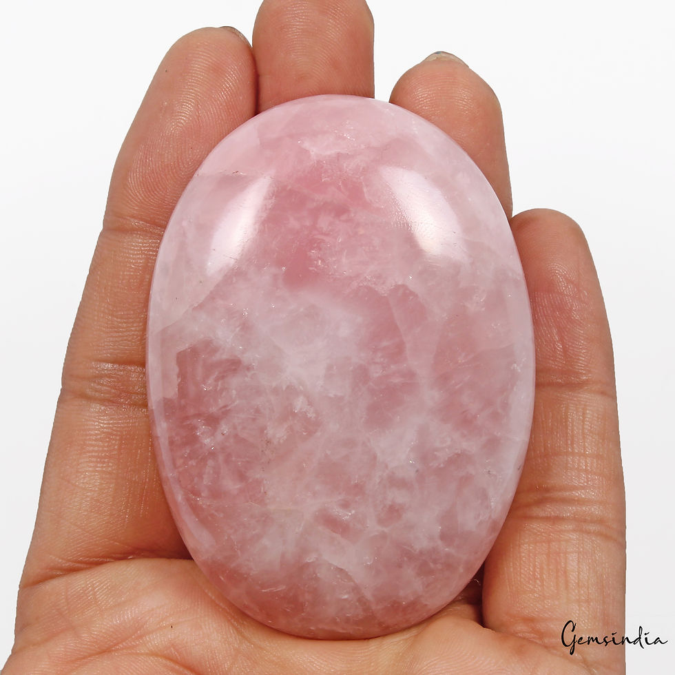 670 Ct Natural Rose Quartz Crystal Polished Palm Stone Decor Reiki Healing Gem