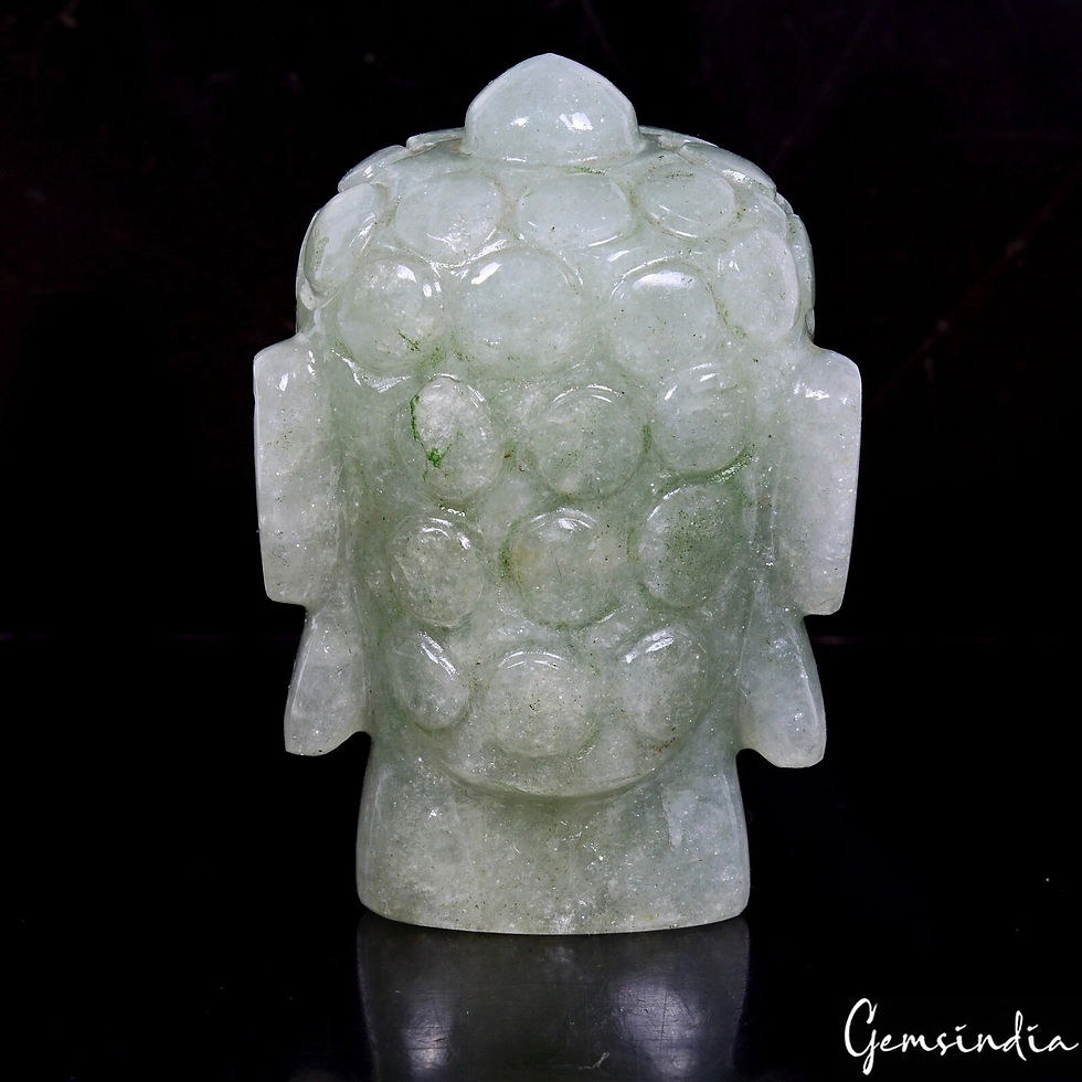 Thumbnail: 2.6" Buddha Head Natural Aventurine Gem Hand Crafted Meditating Art Decor/Statue