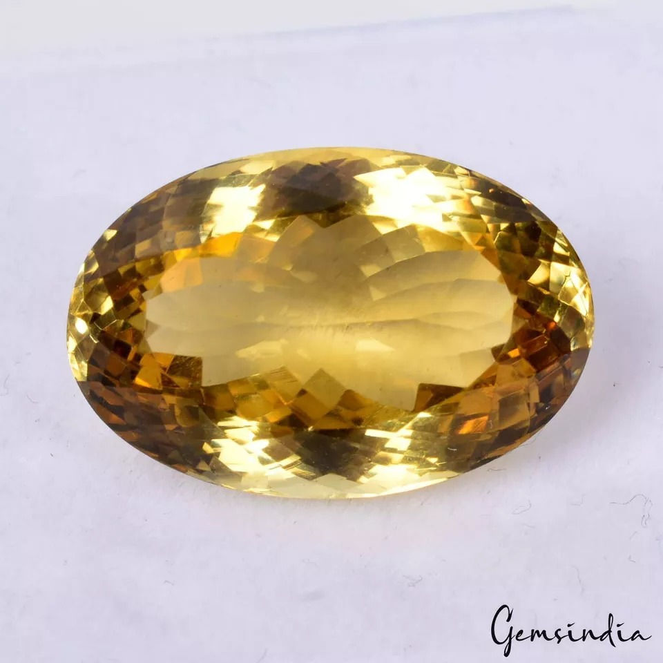 Miniature : Certified 34.30 Cts Natural Untreated Yellow Citrine Oval Cut Loose Gem For Ring