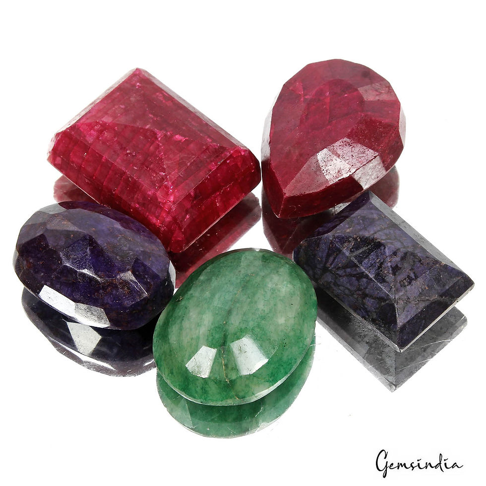 Miniatura: 500 Cts Natural Ruby, Sapphire & Emerald Mix Cut Loose Huge Gemstones 5 Pcs Lot