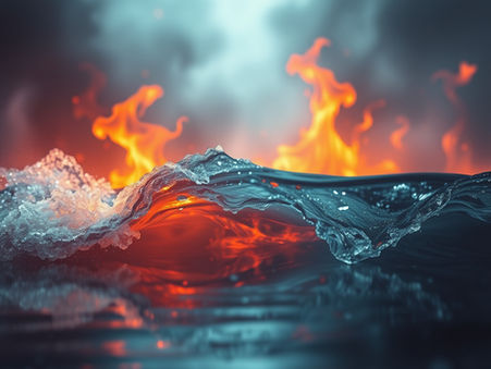 Fire evolves from the water as we transition from feeling to taking action on our feelings.