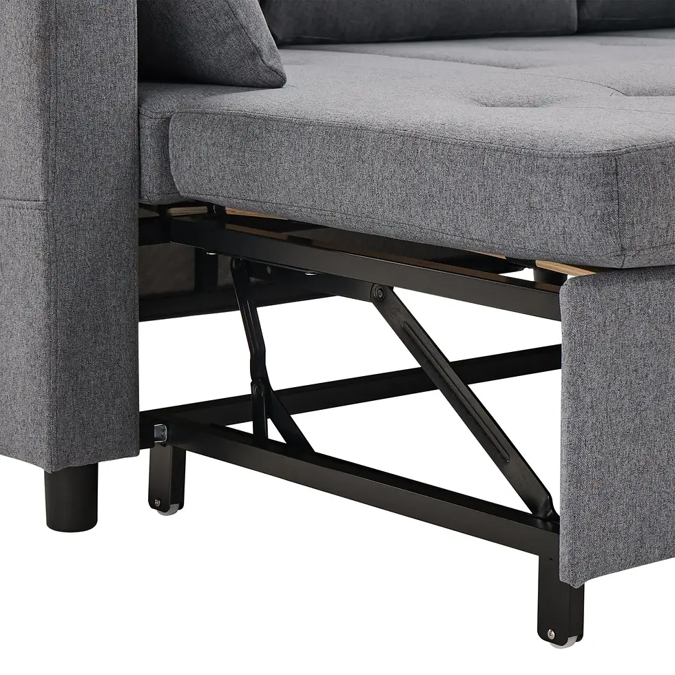 Thumbnail: L-Shaped Linen Look Corner Sofa Bed