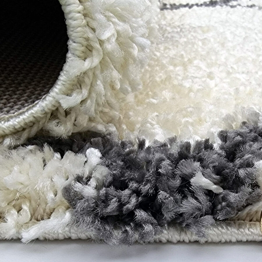 Thumbnail: Cream Fluffy Shaggy Rug Diamond Geometric