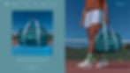 A tennis eComm shop with a stylish bag on a court, promoting premium tennis accessories on their website