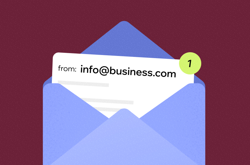 An envelope with a business email address in the form of a letter inside.