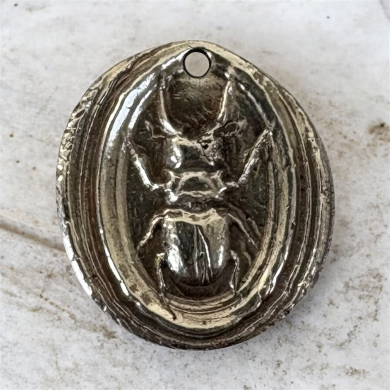 Stage Beetle Silver Pendant Necklace