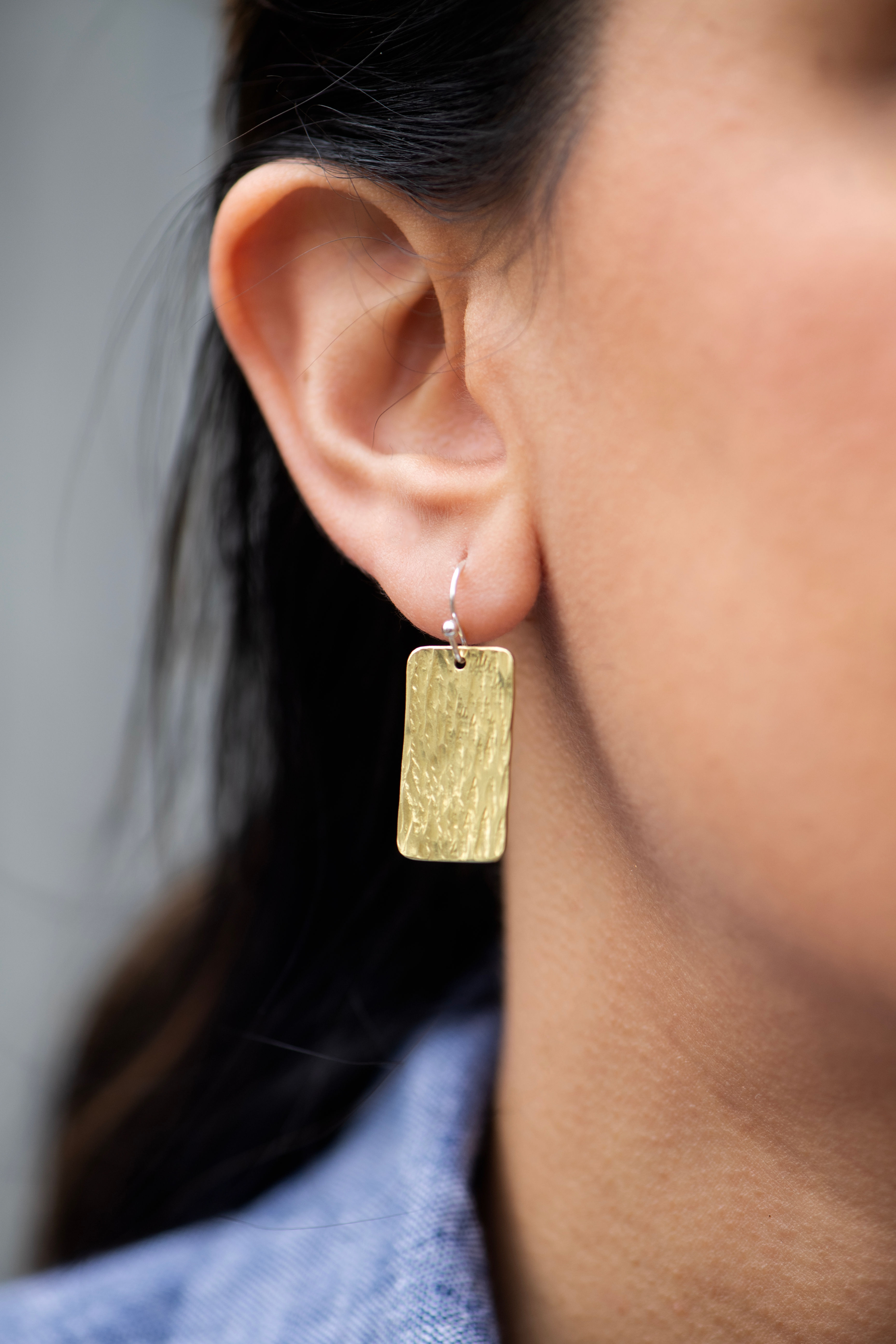 Brass Small Rectangle Earrings