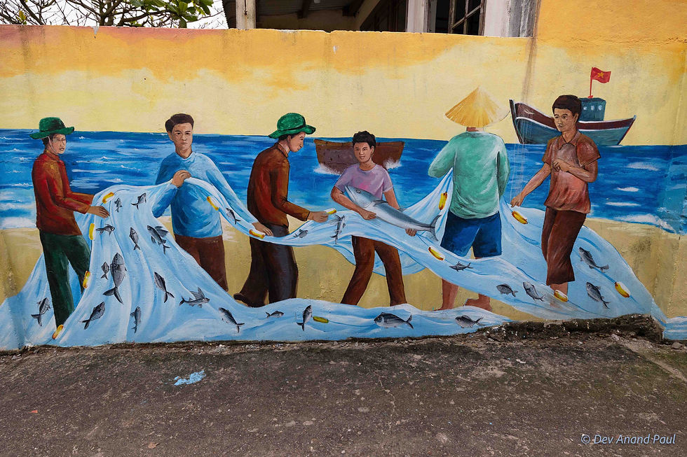 Fishermen emptying their net