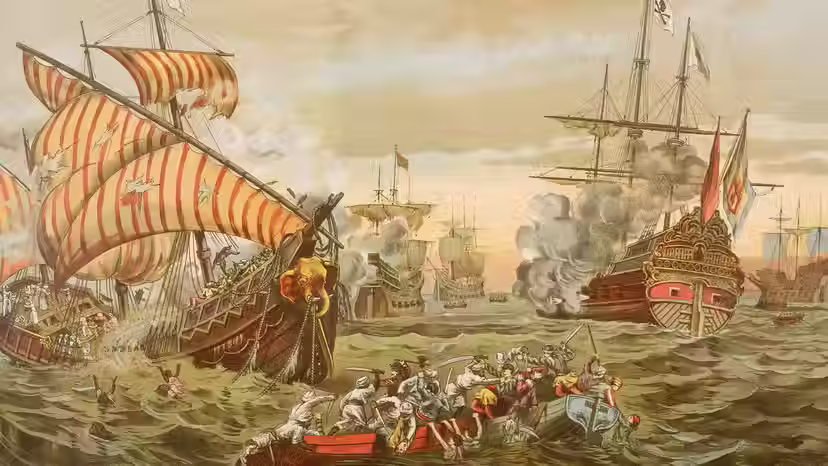 The ship Mirim attached by the Portuguese