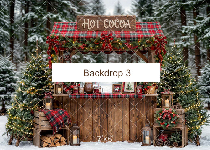 Hot Cocoa Christmas mini session backdrop for family holiday photos in Englewood, NJ.