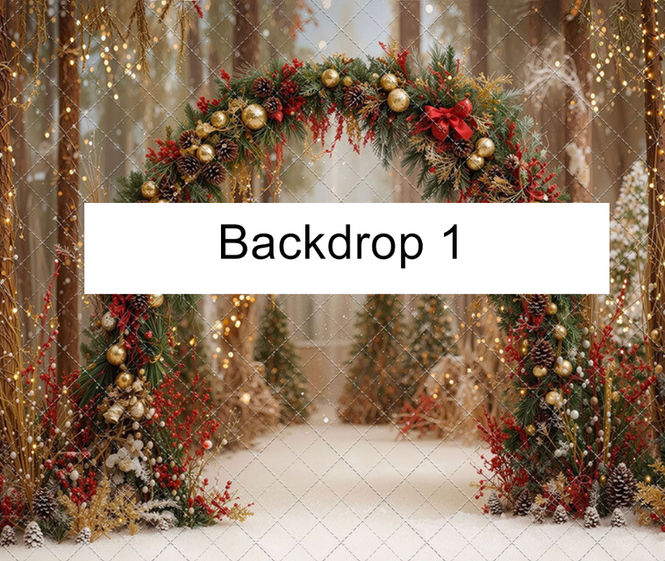 Elegant Christmas mini session backdrop with decorated fireplace for family holiday photos in Bergen County NJ.