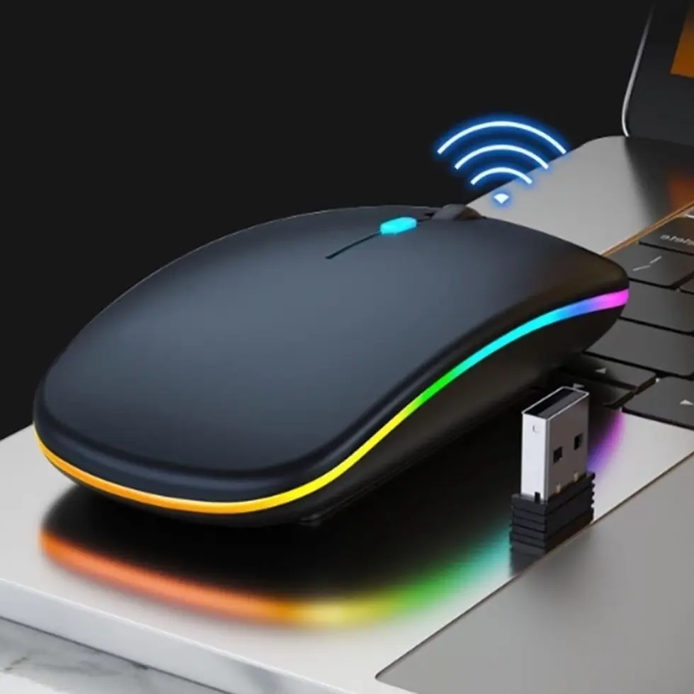 Miniatura: Mouse Sem Fio Wireless Recarregavel Led Rgb 2.4GHz Bluetooth Bateria Interna Erg