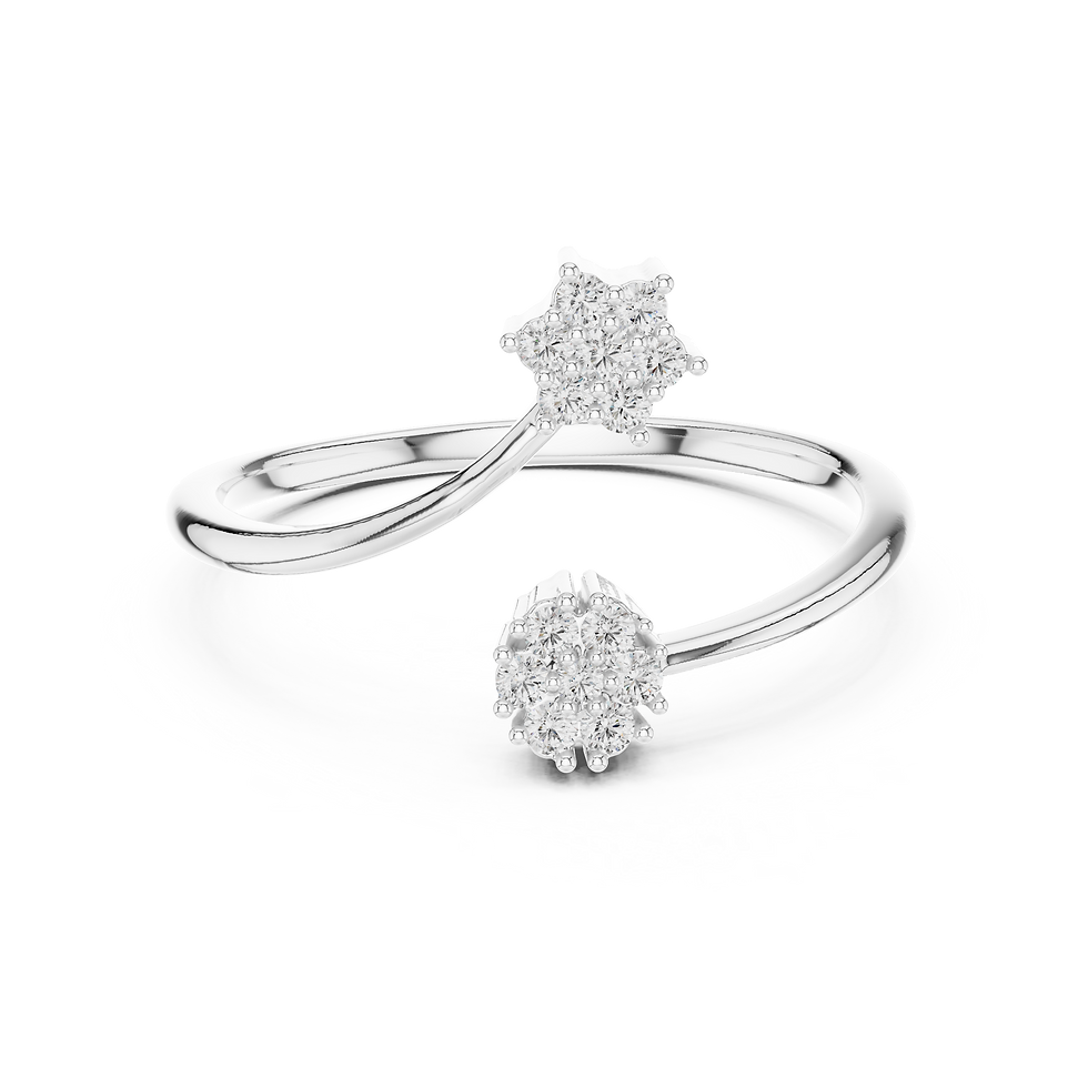 Thumbnail: Twin Blossom Bypass Diamond Ring