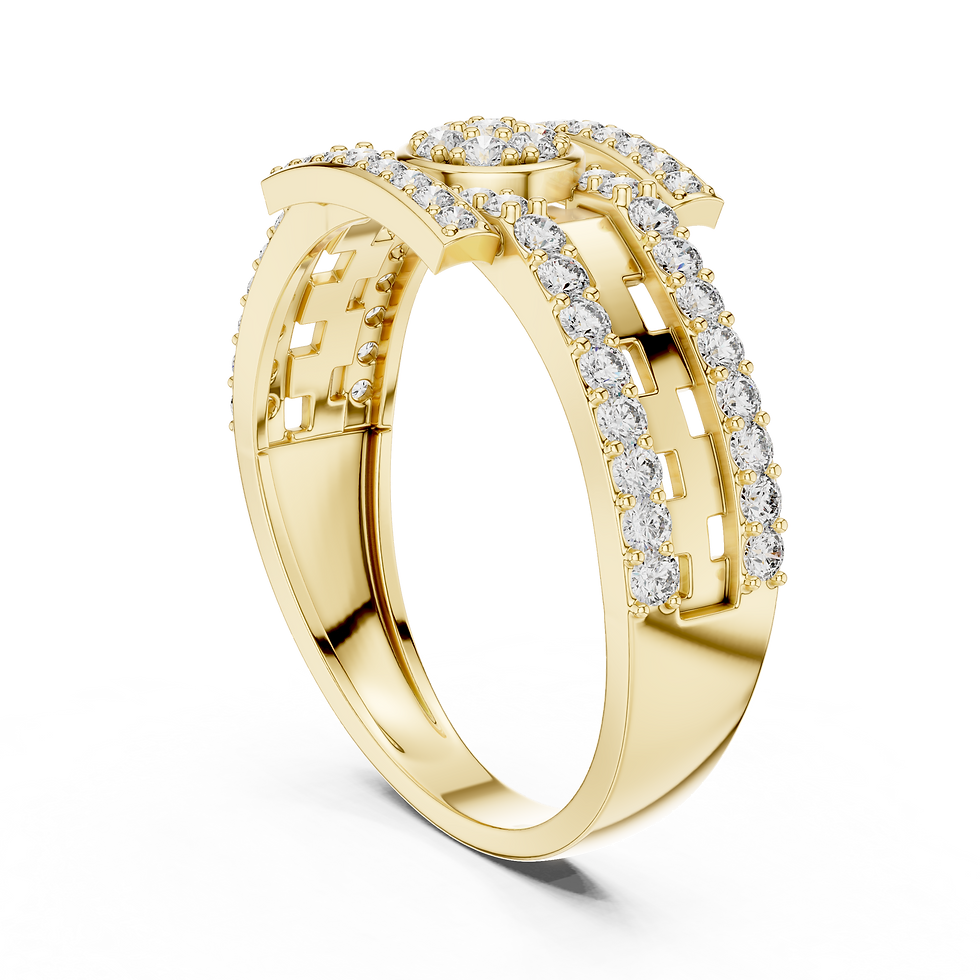 Thumbnail: Round Cluster Diamond Ring with Pavé Split Shank
