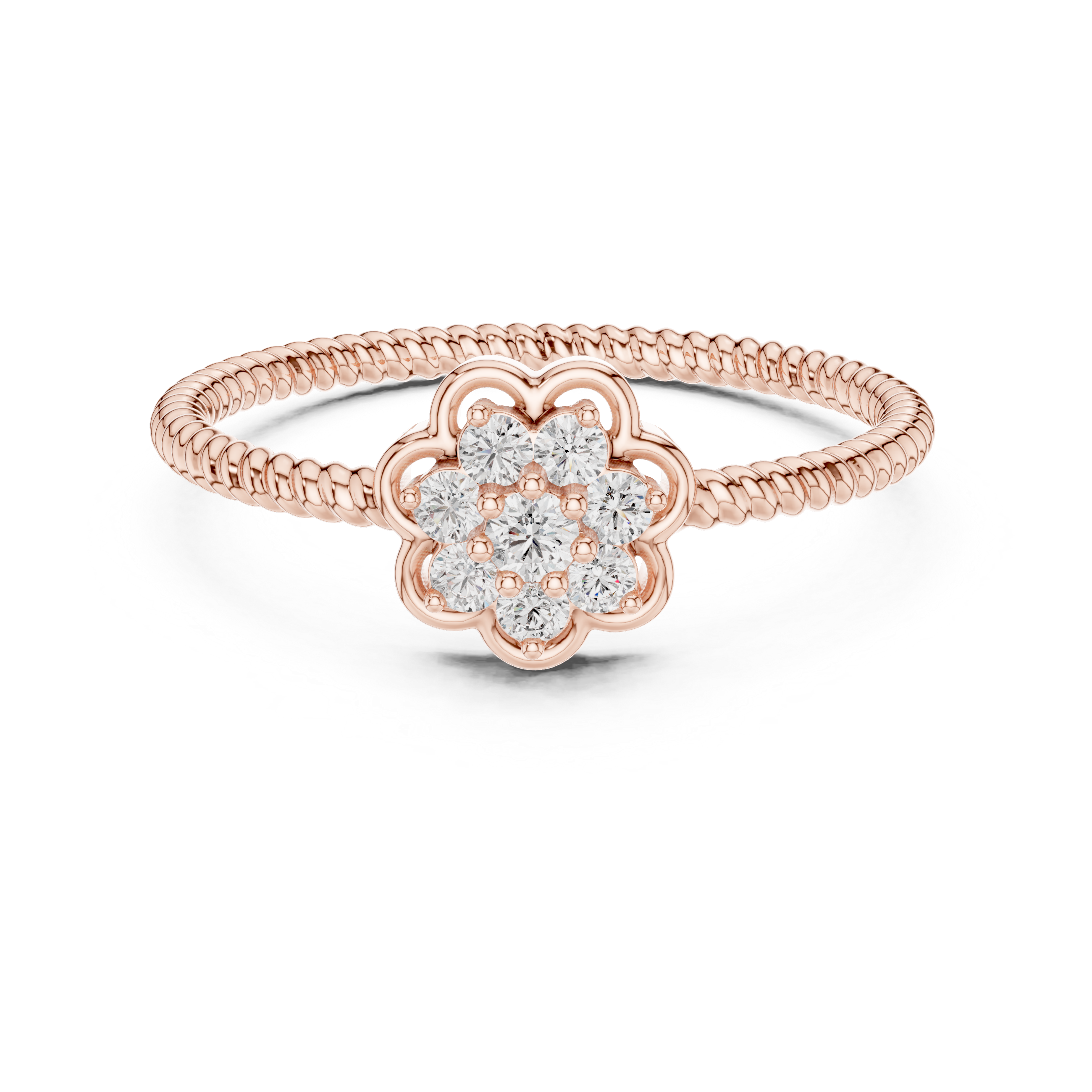 Diamond Flower Cluster Ring