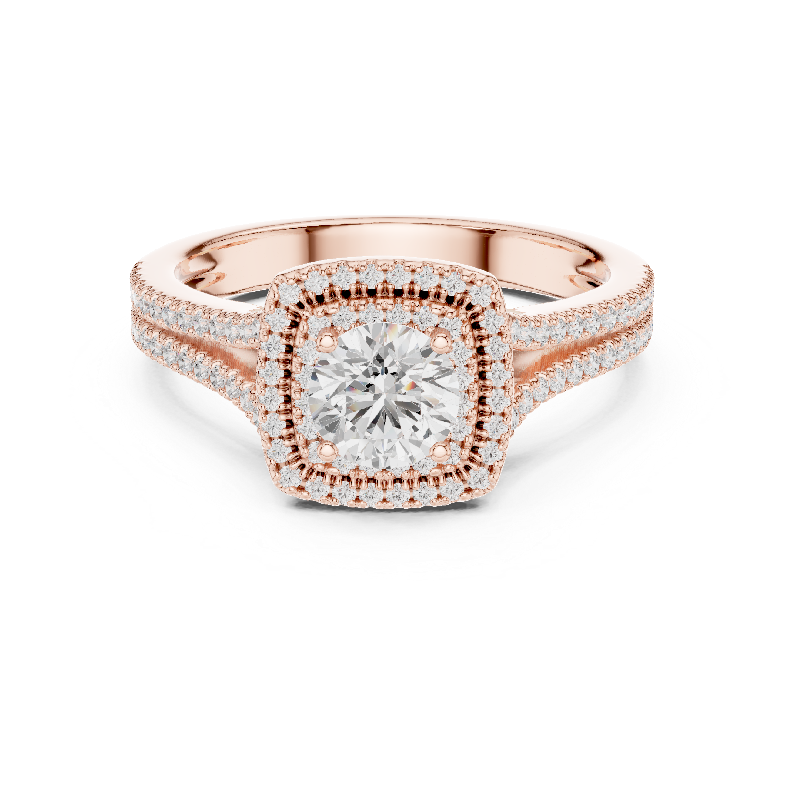 Trellis Cushion Halo Diamond Ledis Ring