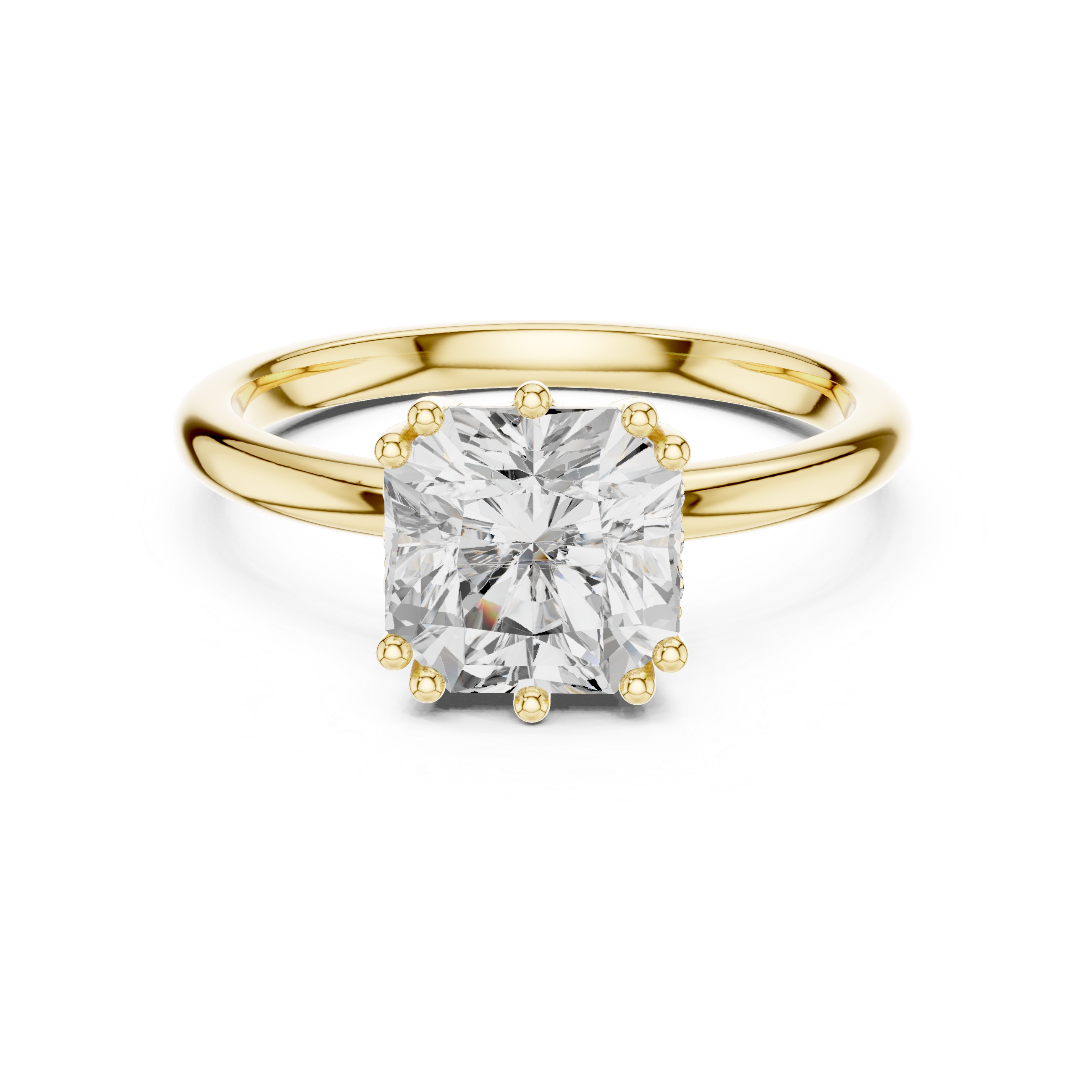 Radiant Diamond Solitaire Crown Ring
