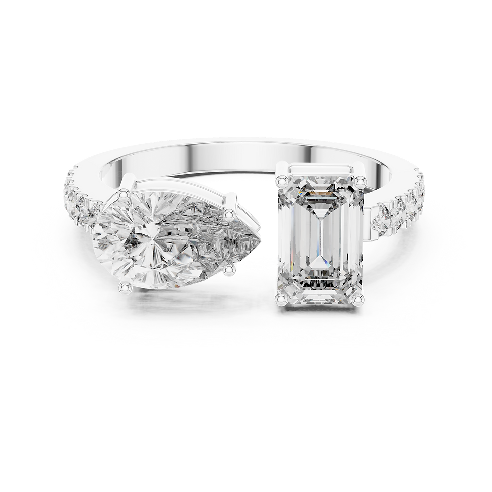 Thumbnail: Pear & Emerald-Cut Two-Stone Diamond Ring