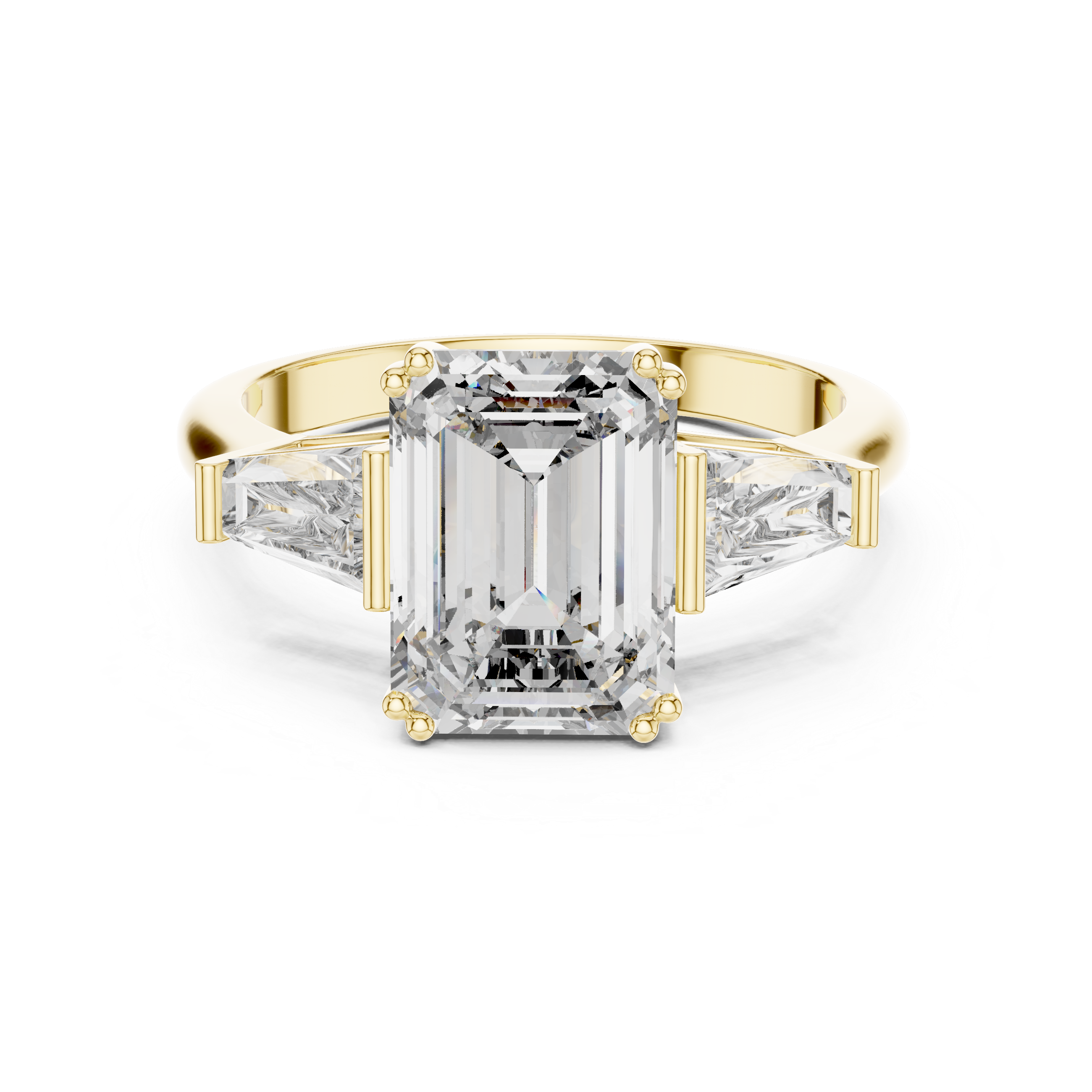 Rectangular Princess-Cut Three-Stone Diamond Ring
