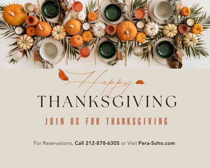 Thanksgiving at Pera Soho: A Mediterranean Twist on an American Tradition