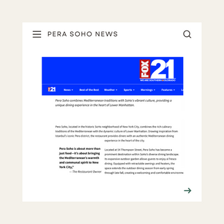 Pera Soho Mediterranean food SoHo