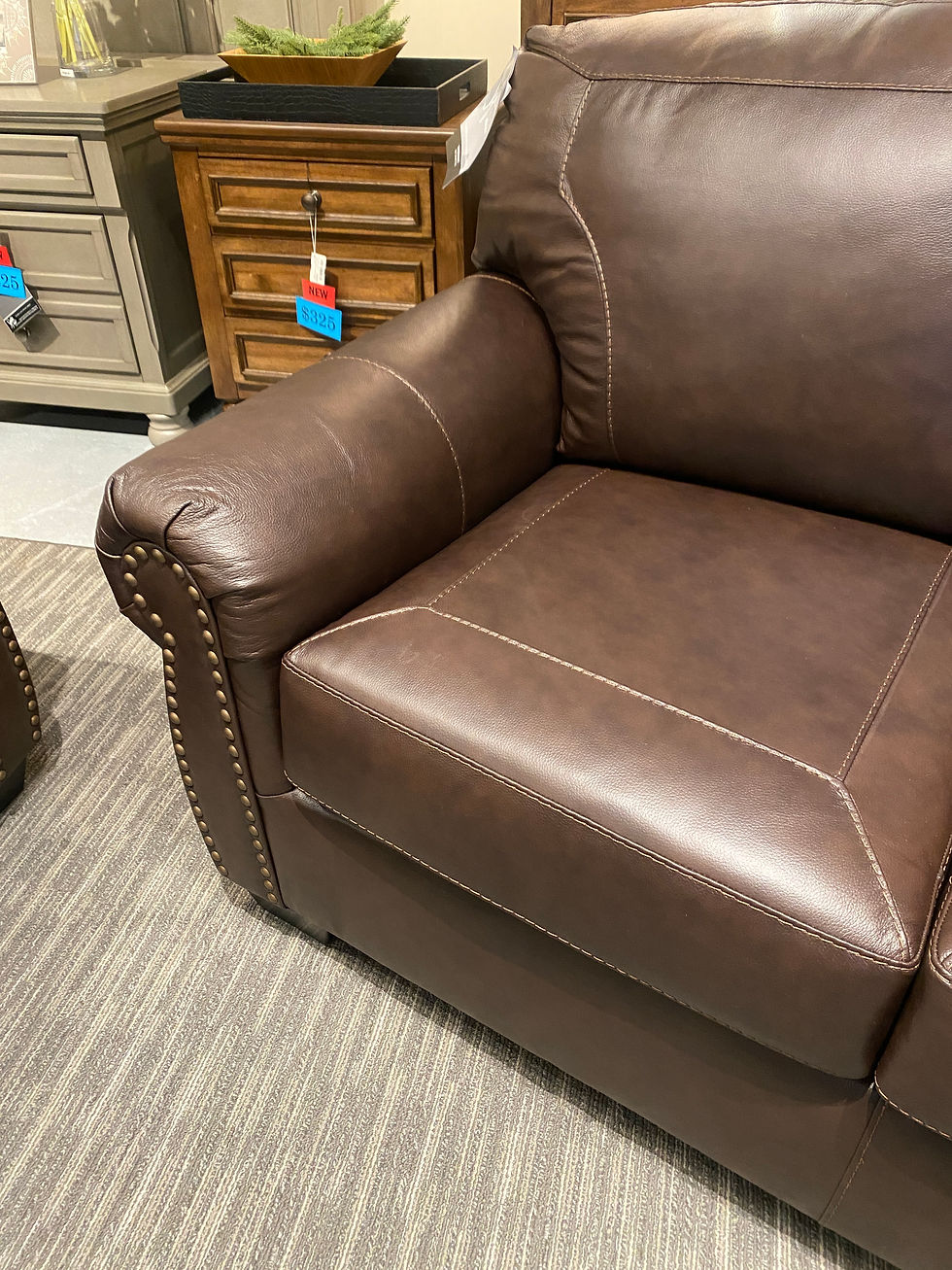 Thumbnail: COLLETON DARK BROWN LEATHER LOVESEAT
