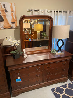 CHERRY FINISH DRESSER W/MIRROR